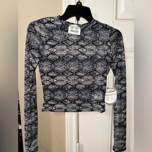 Snake print cropped sheer top